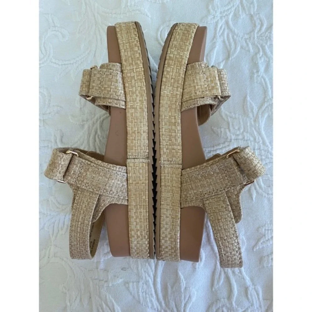 A New Day Platform Sandals Women Size 8 Beige Good Raffia Woven‎ Slingback